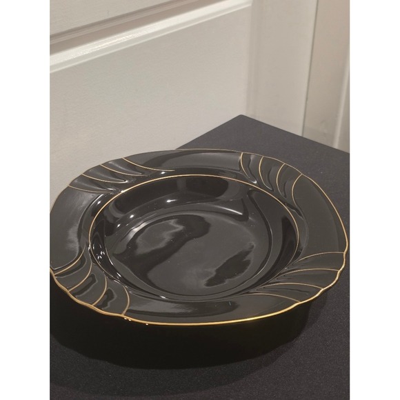 Vtg Ranmaru Wave Golden Black Soup Bowls Set of 4 Gallery Collections Japan - Picture 7 of 11